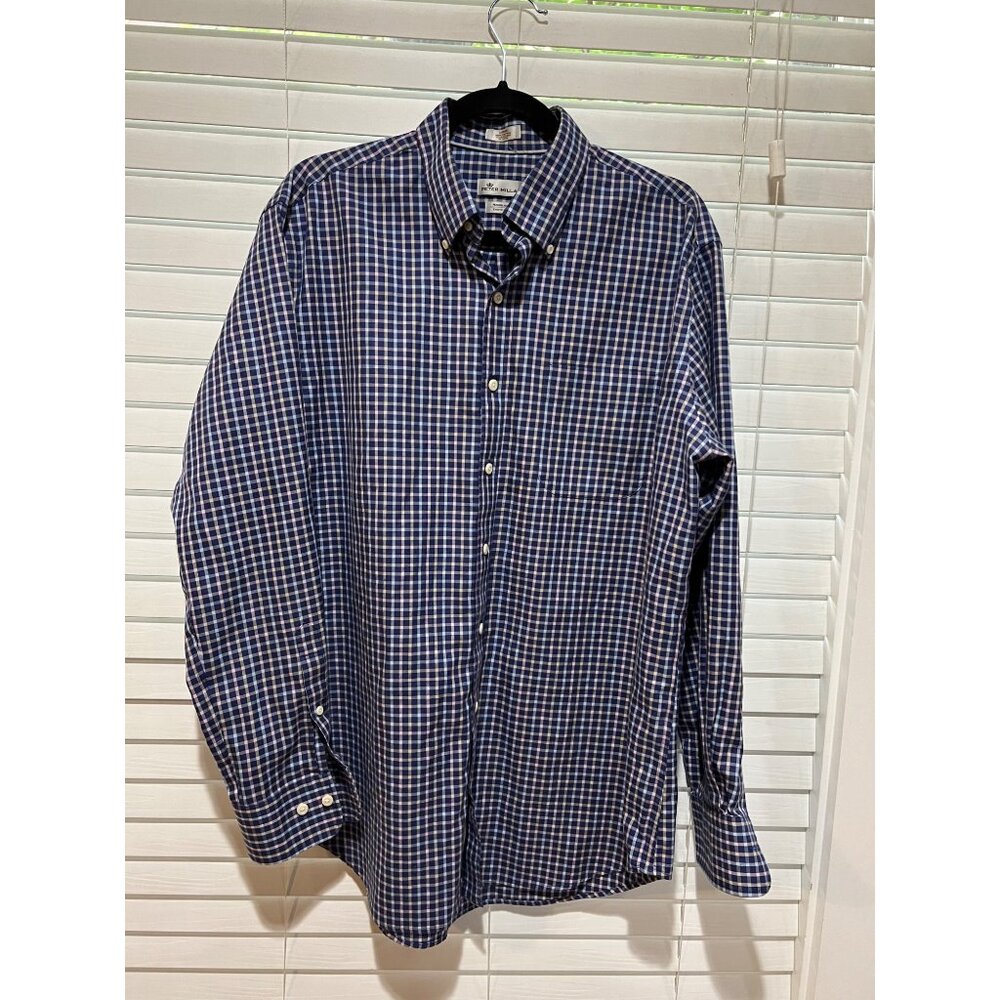 Peter Millar 100% Cotton Nanolux‎ Long Sleeve Button Up Shirt - Size - L